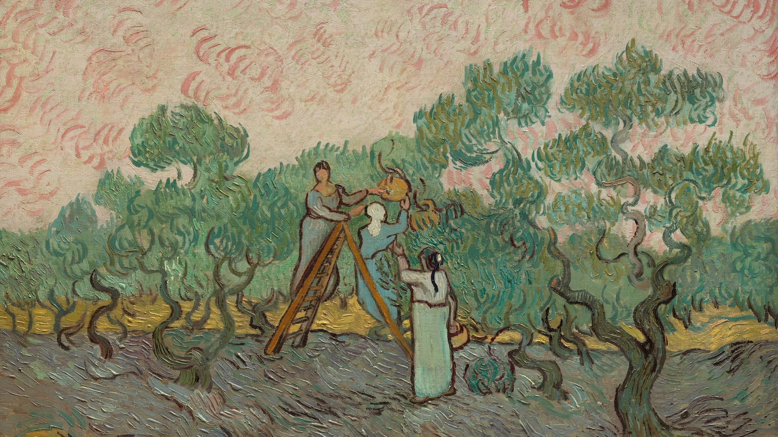 Women Picking Olives, 1889. Artist Vincent van Gogh.