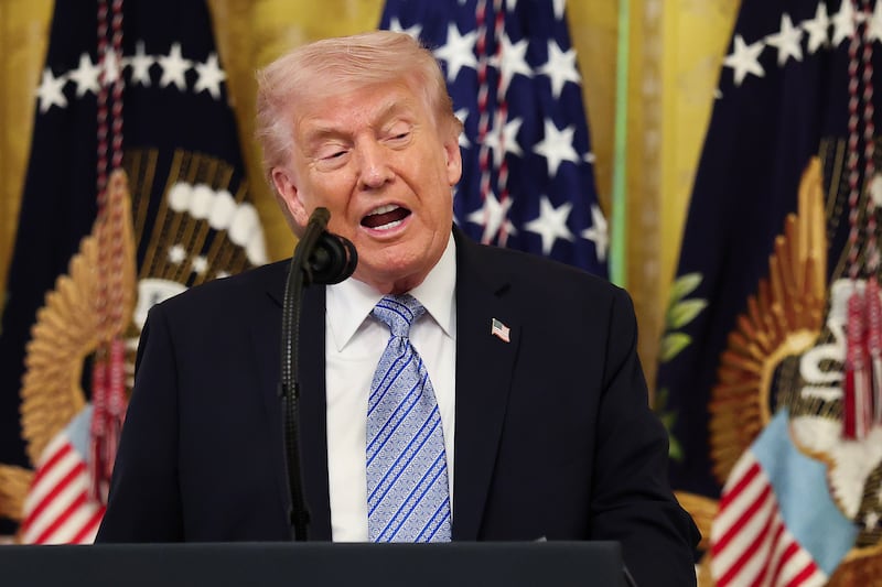 WASHINGTON, DC - MAY 04: U.S. President Donald Trump speaks during a small business summit in the East Room of the White House on May 04, 2026 in Washington, DC. The Trump administration invited an estimated 130 business owners from a range of sectors like manufacturing, food production, defense, energy and retail. (Photo by Anna Moneymaker/Getty Images)