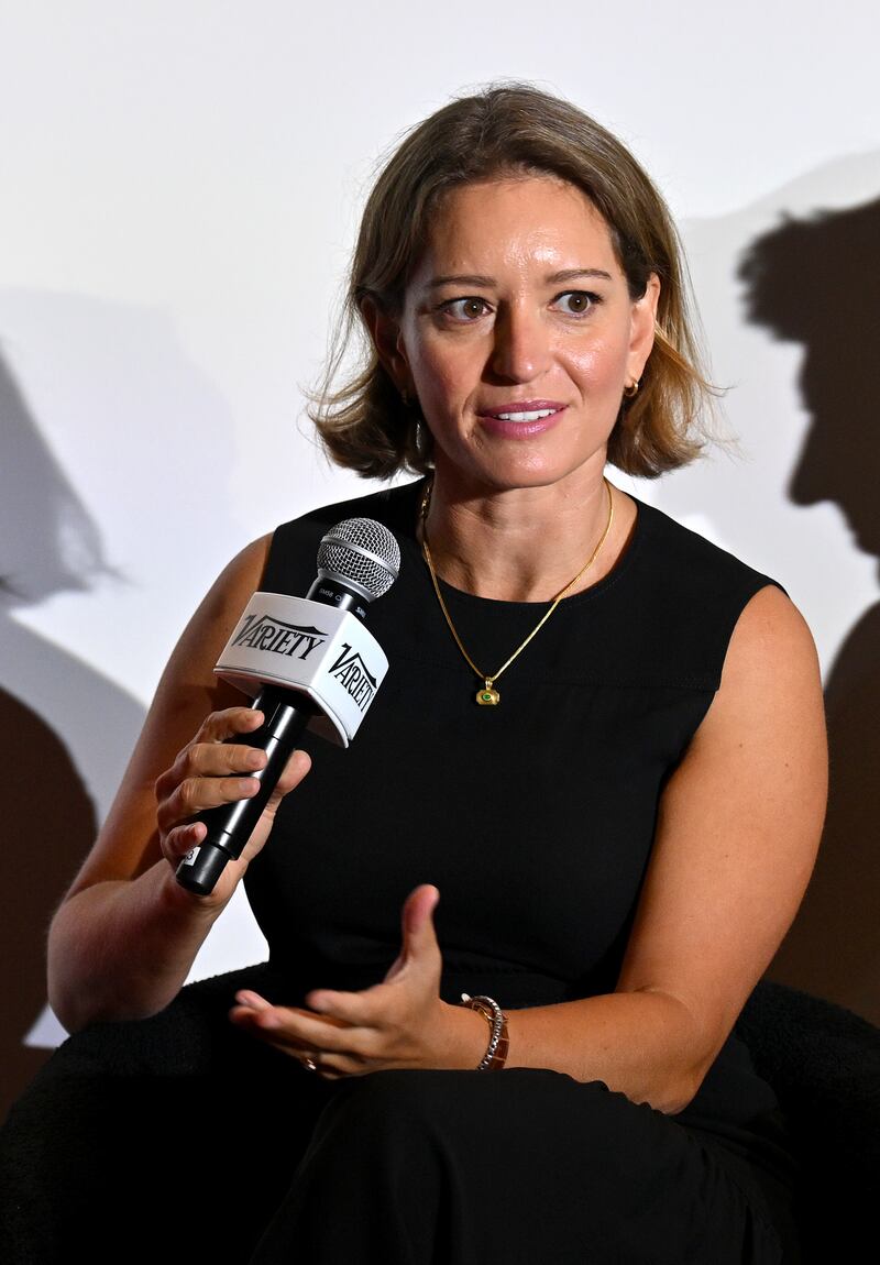 NEW YORK, NEW YORK - AUGUST 15: Katy Tur speaks onstage during the Variety and Rolling Stone Truth Seekers Summit presented by Paramount + at Second on August 15, 2024 in New York City. (Photo by Bryan Bedder/Variety via Getty Images)