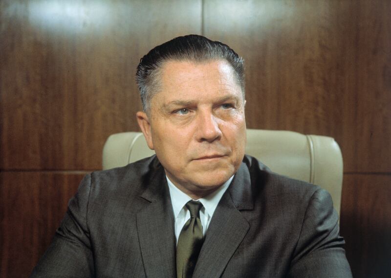 4/1966- New York, NY: Closeups of James Hoffa, president of the teamsters union.
