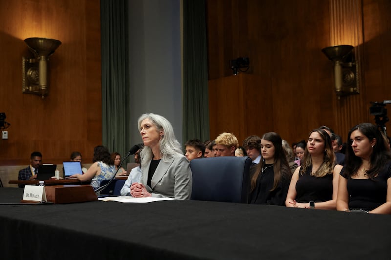 Susan Monarez testifying before a Senate Health, Education, Labor, and Pensions (HELP) Committee confirmation hearing on June 25, 2025 as Trump's nominee to lead the CDC.