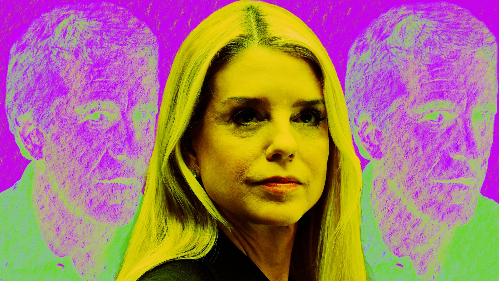 Pam Bondi, Jeffrey Epstein photo illustration