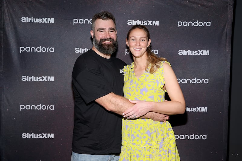 NEW ORLEANS, LOUISIANA - FEBRUARY 06: (L-R) Jason Kelce and Kylie Kelce attend Chris Stapleton's Performance Live From The Fillmore New Orleans for SiriusXM and Pandora on February 06, 2025 in New Orleans, Louisiana. (Photo by Mike Coppola/Getty Images for SiriusXM)