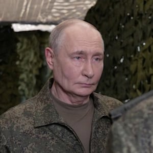 Russian President Vladimir Putin visits a command post of Russia's joint force grouping, in the course of the Russia-Ukraine conflict, at an unidentified location, in this still image taken from video released July 3, 2026.