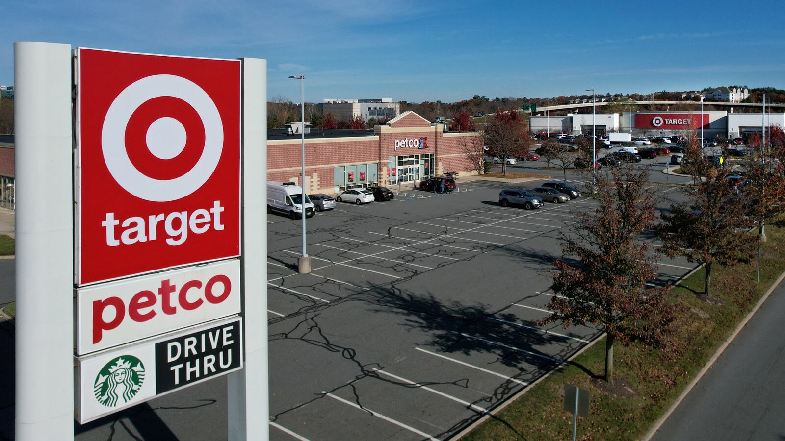 A Target store sign and parking lot.