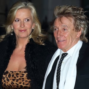 Sir Rod Stewart and wife Penny Lancaster attend a reception and awards ceremony at the Royal Academy of Arts on October 11, 2016, in London, England.