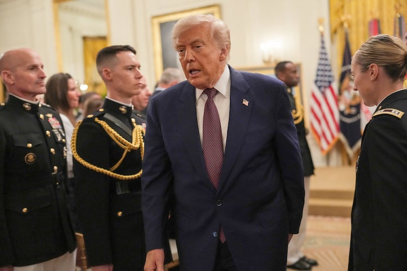 U.S. President Donald Trump departs the Medal of Honor ceremony at the White House in Washington, D.C., U.S., June 18, 2026.