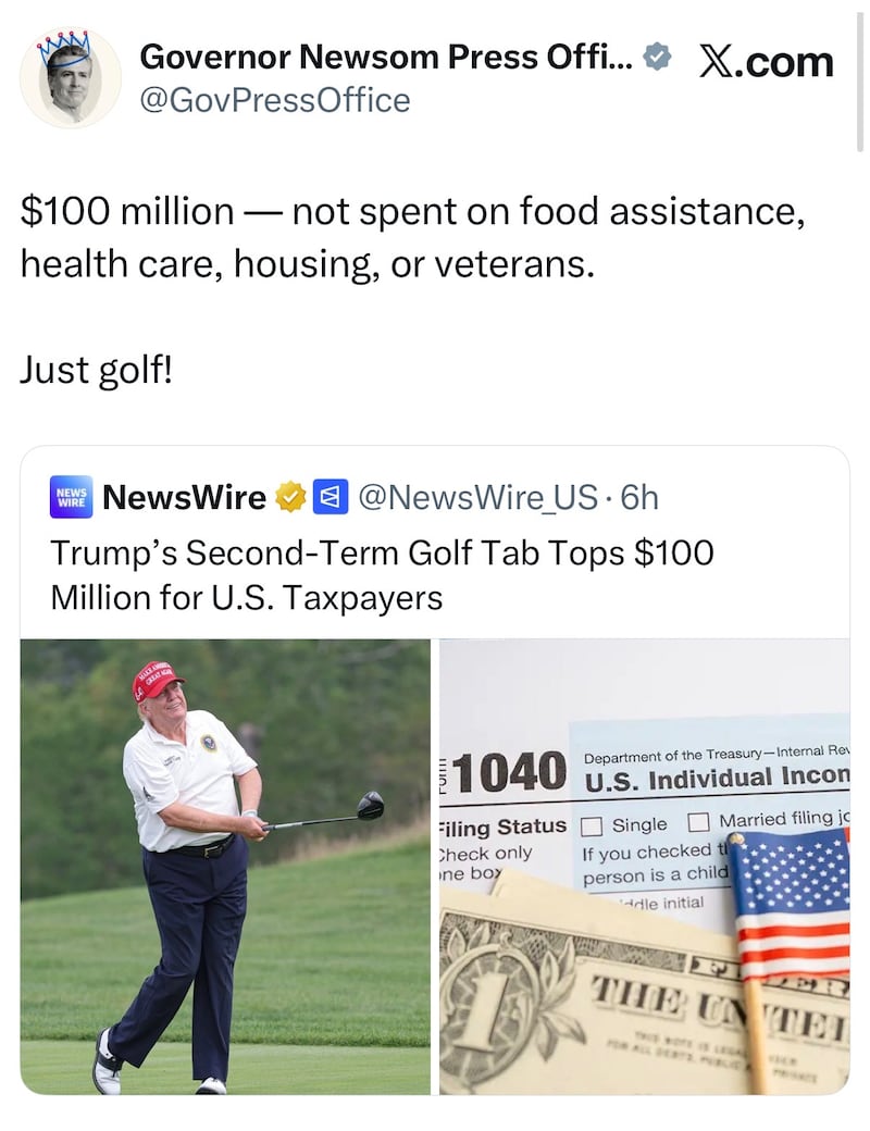 Gavin Newsom tweet trump