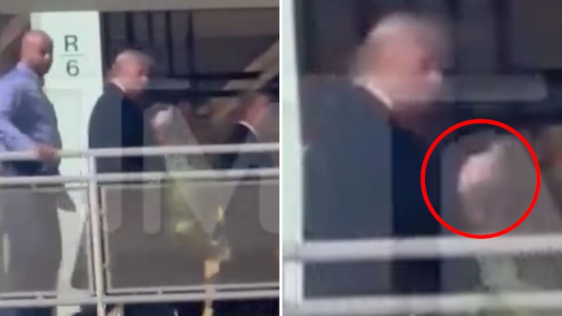 Donald Trump gives middle finger to worker at Ford Plant.