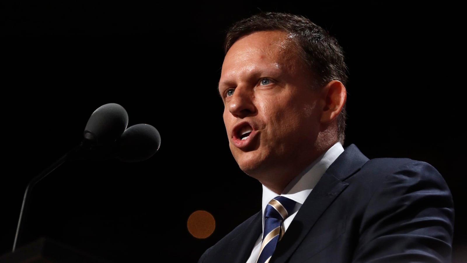 Billionaire Peter Thiel speaks at the Republican National Convention in Cleveland, Ohio, in 2016.