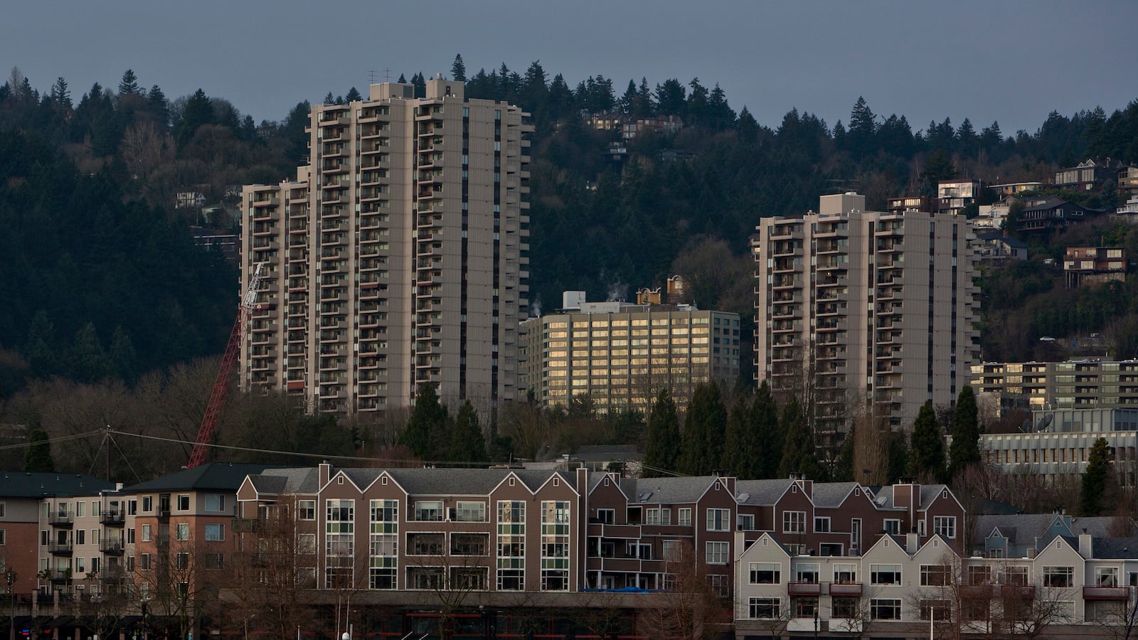 Downtown high-rise apartments near the marina in Portland, Oregon.