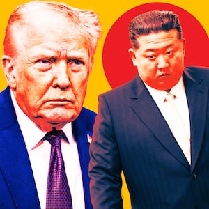 A photo illustration of Donald Trump and Kim Jong Un.