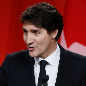 Prime Minister Justin Trudeau speaks as members of Canada's Liberal Party gather to choose his successor, in Ottawa, Ontario, Canada March 9, 2025. REUTERS/Blair Gable