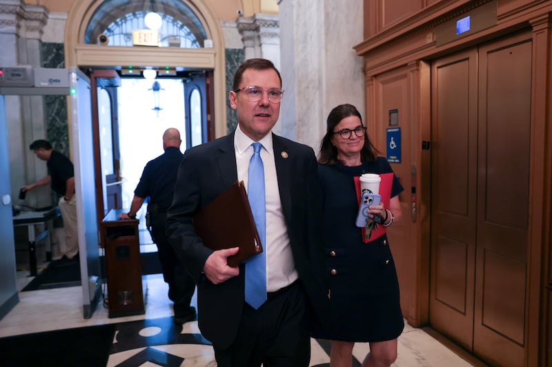 New Jersey Rep. Tom Kean Jr. arrives at the U.S. Capitol with his wife Rhonda Kean on June 30, 2026 in Washington, DC after being absent since March 5 for an unexplained medical issue, which he vowed to address further upon his return.
