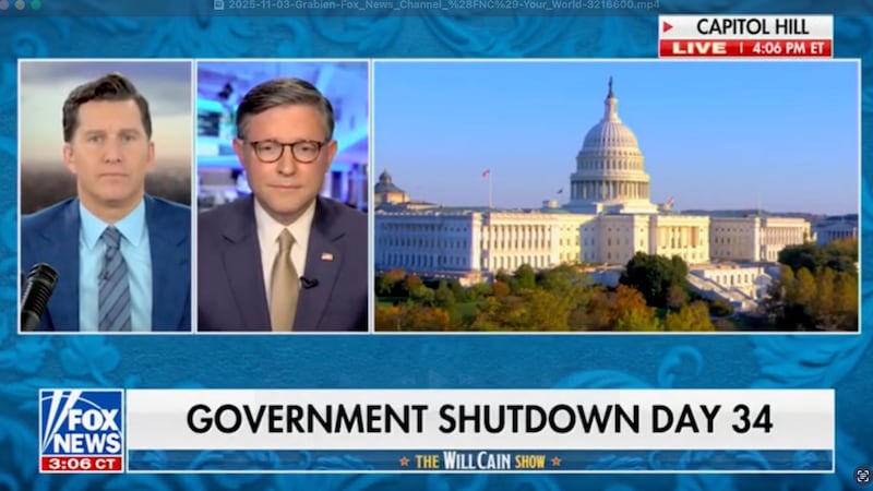 Will Cain and Mike Johnson on Fox News.