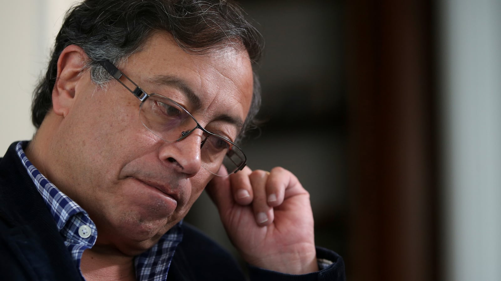 A picture of Colombia President Gustavo Petro, whose son Nicolás Petro has been arrested for money laundering and illicit enrichment for allegedly pocketing money from convicted drug traffickers.