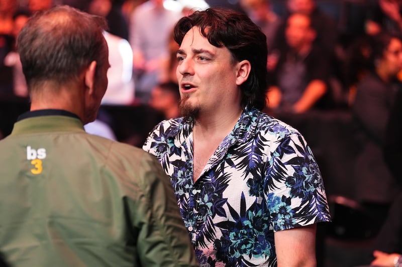 LAS VEGAS, NEVADA - JANUARY 24: Palmer Luckey, founder of Anduril Industries looks on during the UFC 324 event at T-Mobile Arena on January 24, 2026 in Las Vegas, Nevada.