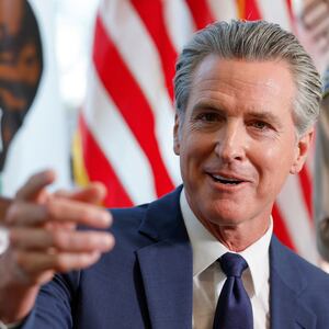 California Governor Gavin Newsom announces efforts to reduce crime by deploying California Highway Patrol (CHP) crime suppression teams to hotspots in the state, during a news conference in his office in Sacramento, California, U.S. August 28, 2025.  REUTERS/Fred Greaves