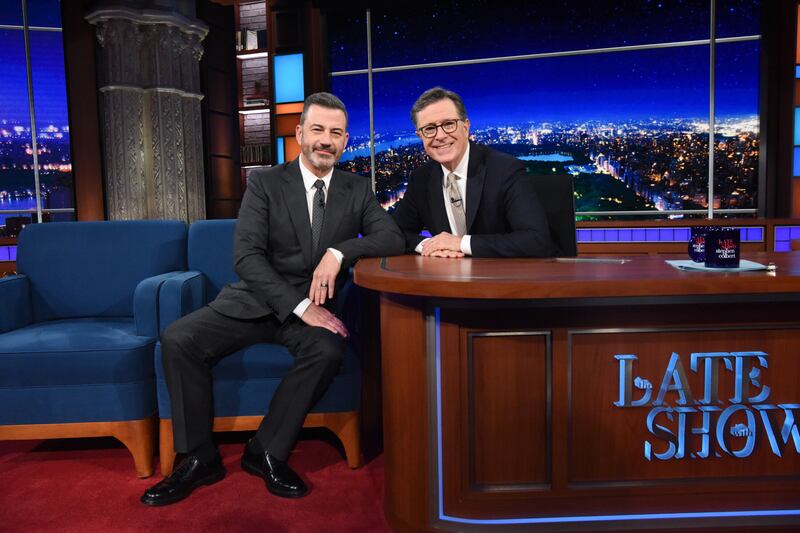 Kimmel and Colbert on Late Show