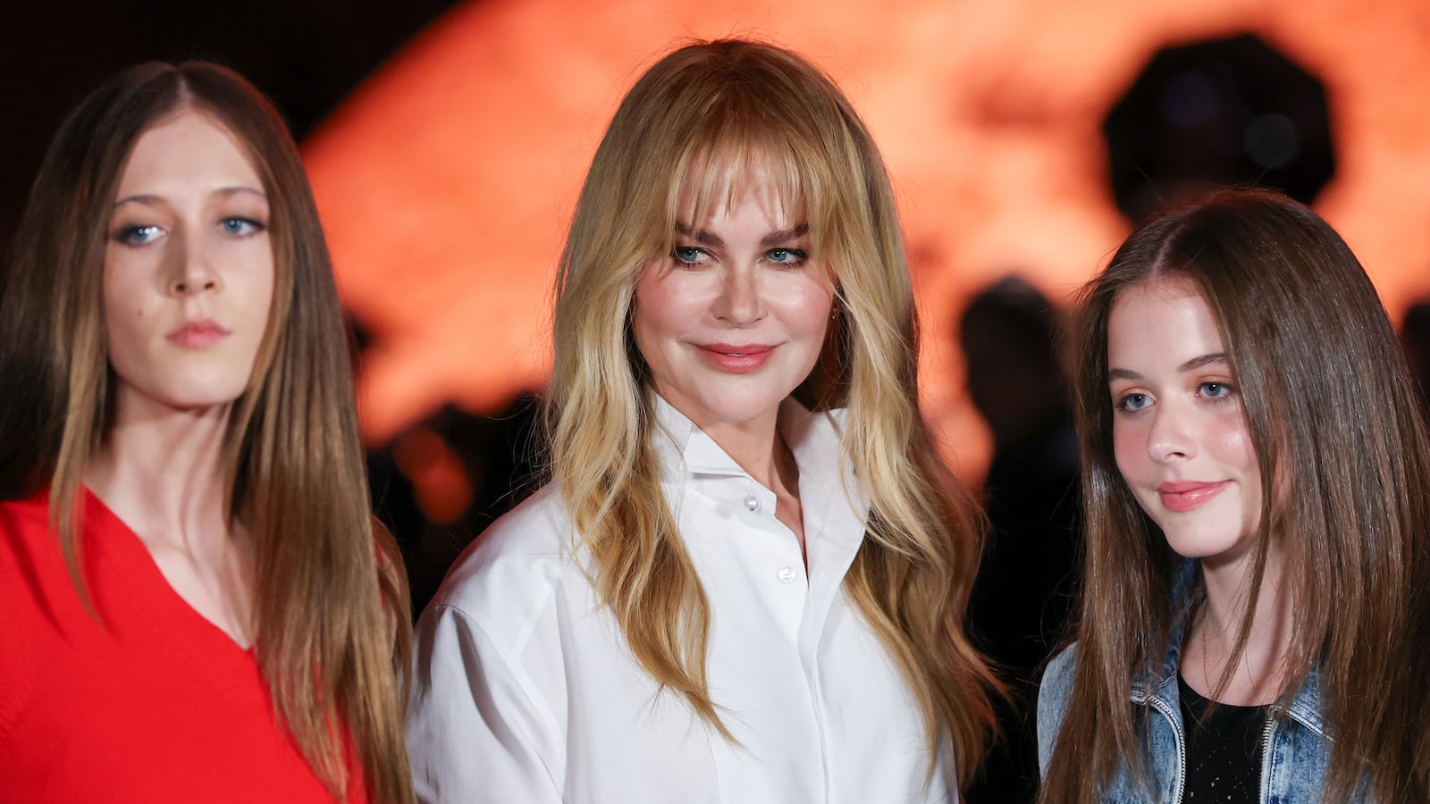 Sunday Rose Kidman-Urban, Nicole Kidman, and Faith Margaret Kidman-Urban attend the Chanel Spring/Summer 2026 show during Paris Fashion Week on October 6, 2025.