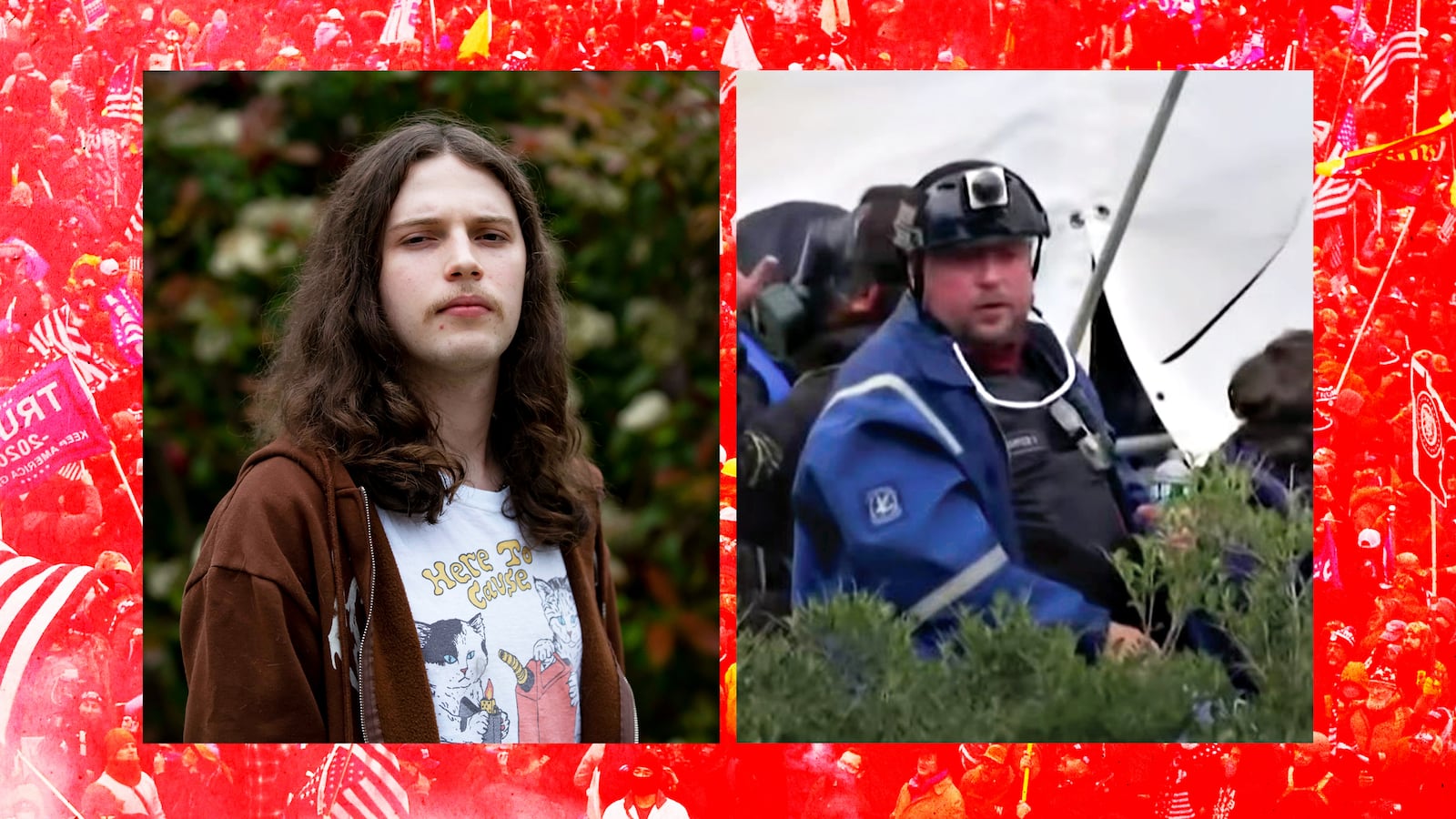 A photo illustration of Jackson and Guy Reffitt.