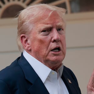President Donald Trump speaks to reporters near the Rose Garden after returning to the White House on Marine One on July 29, 2025 in Washington, DC.