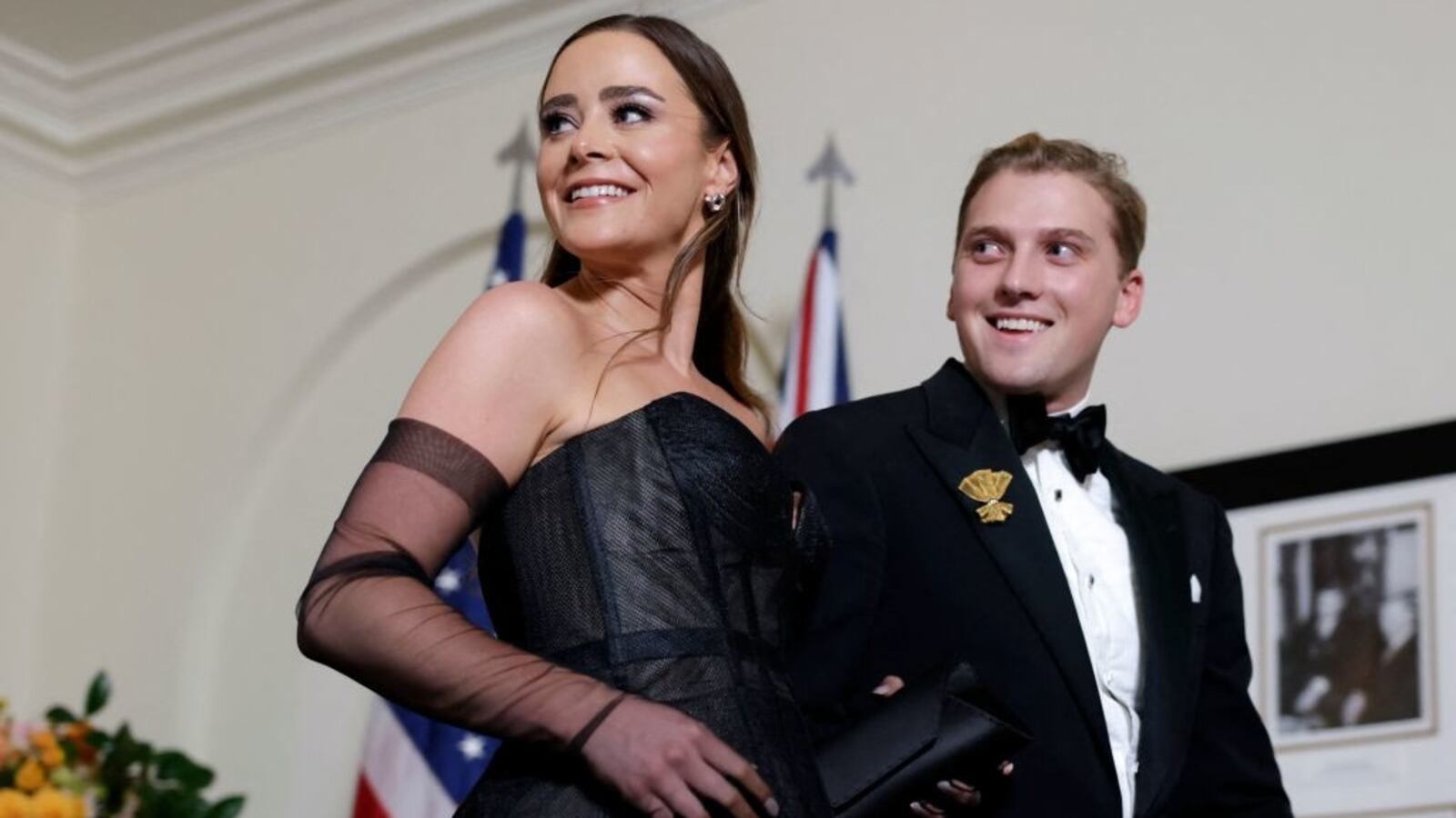 Naomi Biden (L), the granddaughter of President Joe Biden, and her husband, Peter Neal, arrive for a State Dinner at the White House in Washington, D.C. on Oct. 25, 2023.
