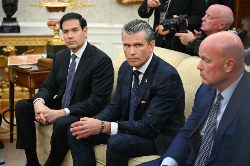 US Secretary of State Marco Rubio, Defense Secretary Pete Hegseth and US ambassador to NATO Matthew Whitaker