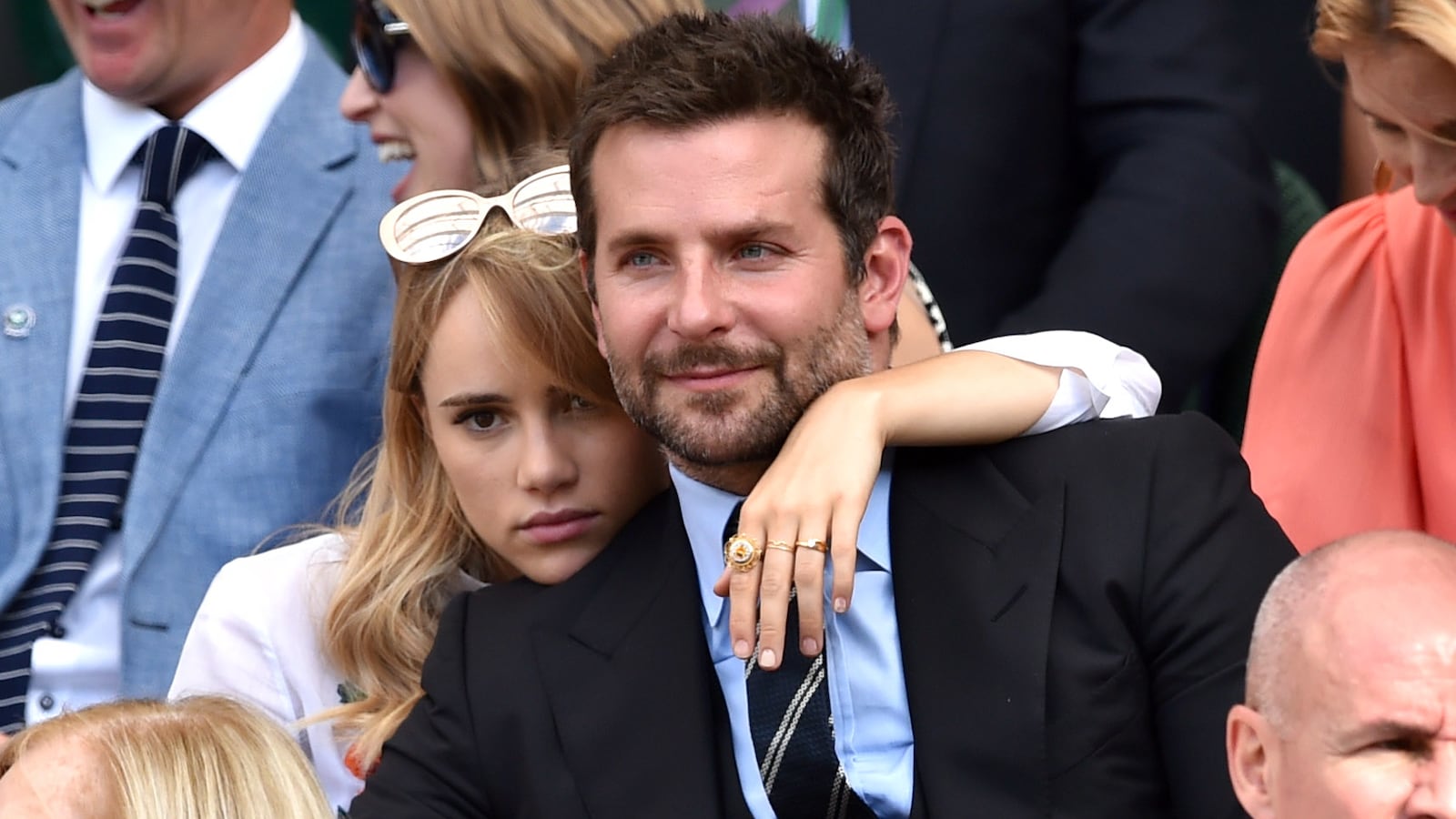 Suki Waterhouse and Bradley Cooper at Wimbledon in 2014.