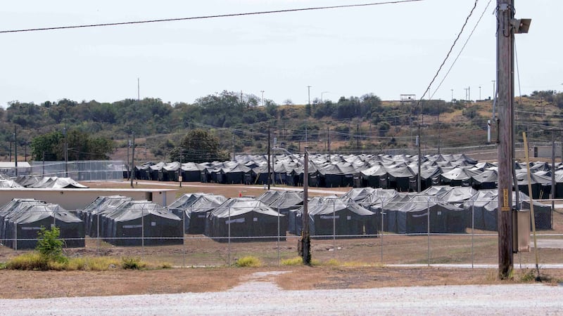 Newly erected holding tents for detained migrants are seen at the United States' Naval Station Guantanamo Bay.