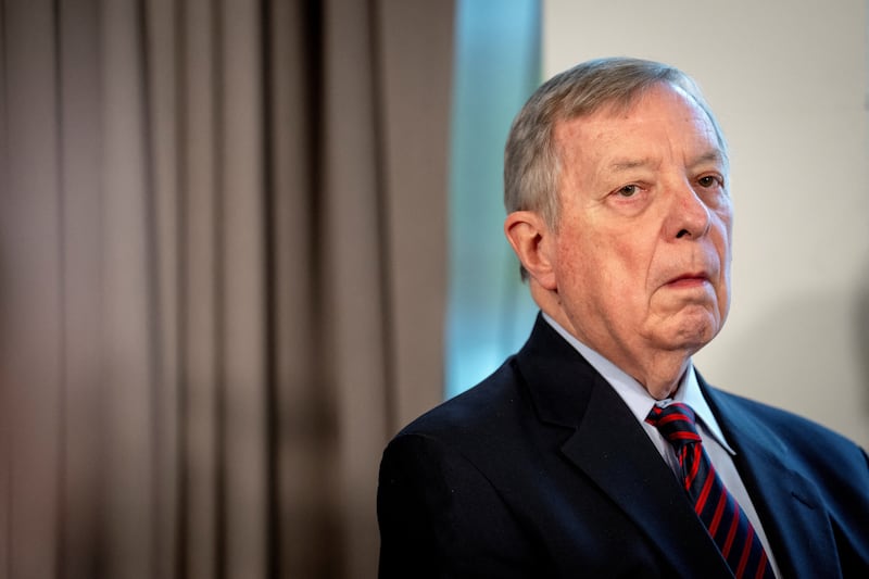 U.S. Senator Dick Durbin (D-IL) attends a press conference with an American delegation, consisting of senators and members of the House of Representatives, in Copenhagen, Denmark.
