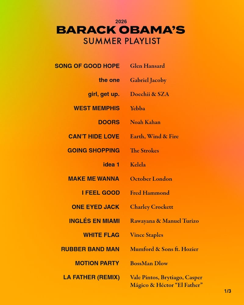 Obama's 2026 summer playlist.