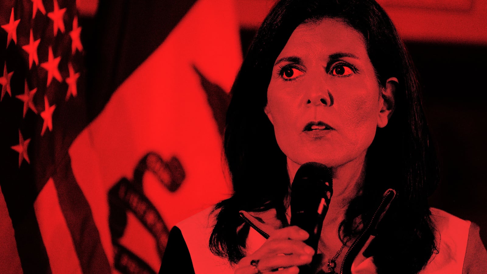 An illustration including a photo of Nikki Haley