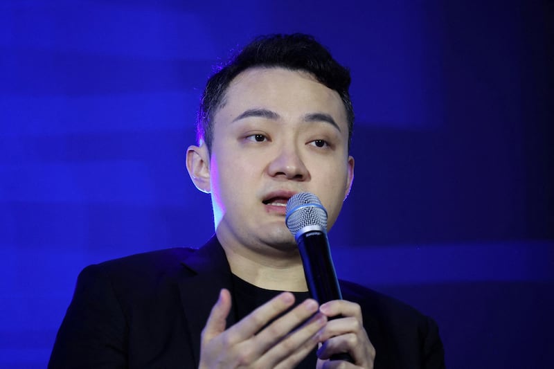 FILE PHOTO: Justin Sun, founder of TRON, speaks during the Korea Blockchain Week 2025 in Seoul, South Korea, September 23, 2025.   REUTERS/Kim Hong-Ji/File Photo