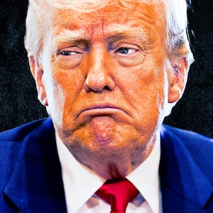 A photo illustration of a sad Donald Trump.