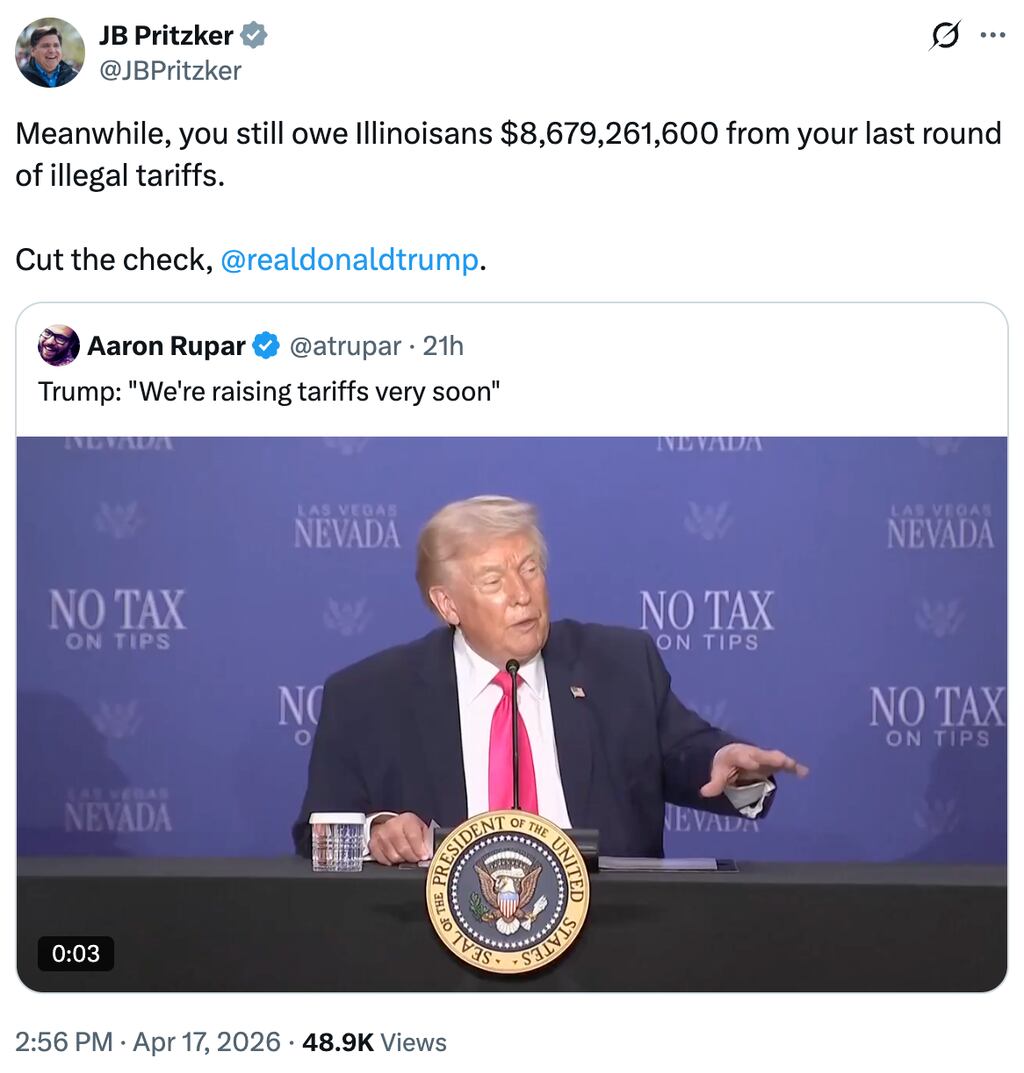 Democratic Illinois Governor JB Pritzker Demands $8.6B Check From ...