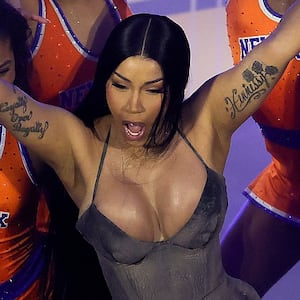 Cardi B performs during halftime between the San Antonio Spurs and the New York Knicks in Game Three of the 2026 NBA Finals.