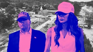 Donald Trump, Kristi Noem photo illustration, illo