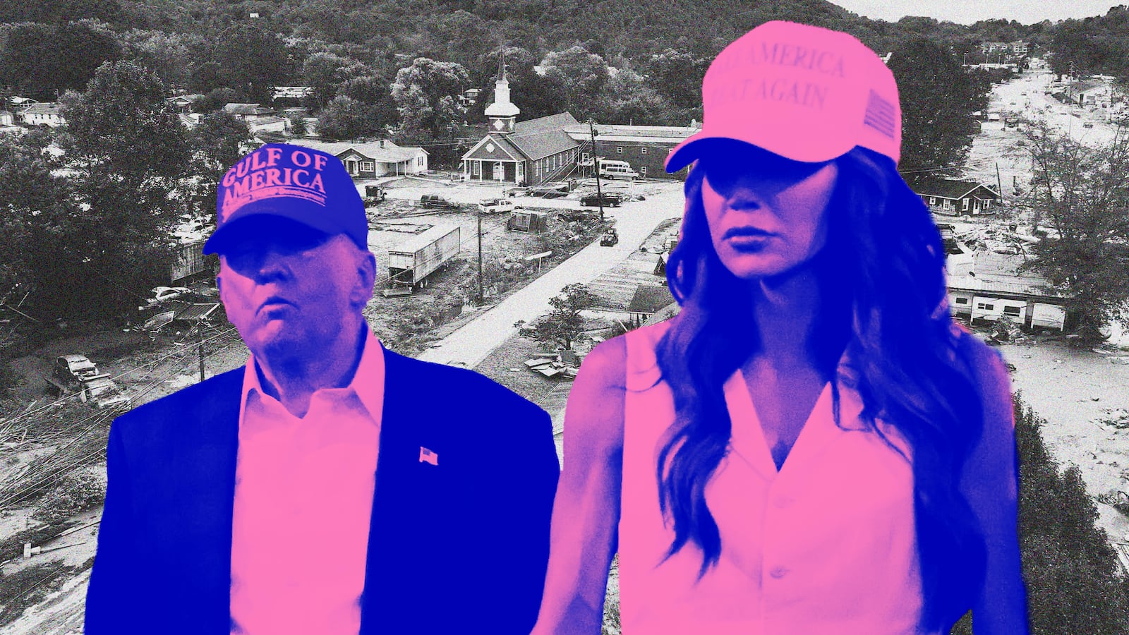 Donald Trump, Kristi Noem photo illustration, illo