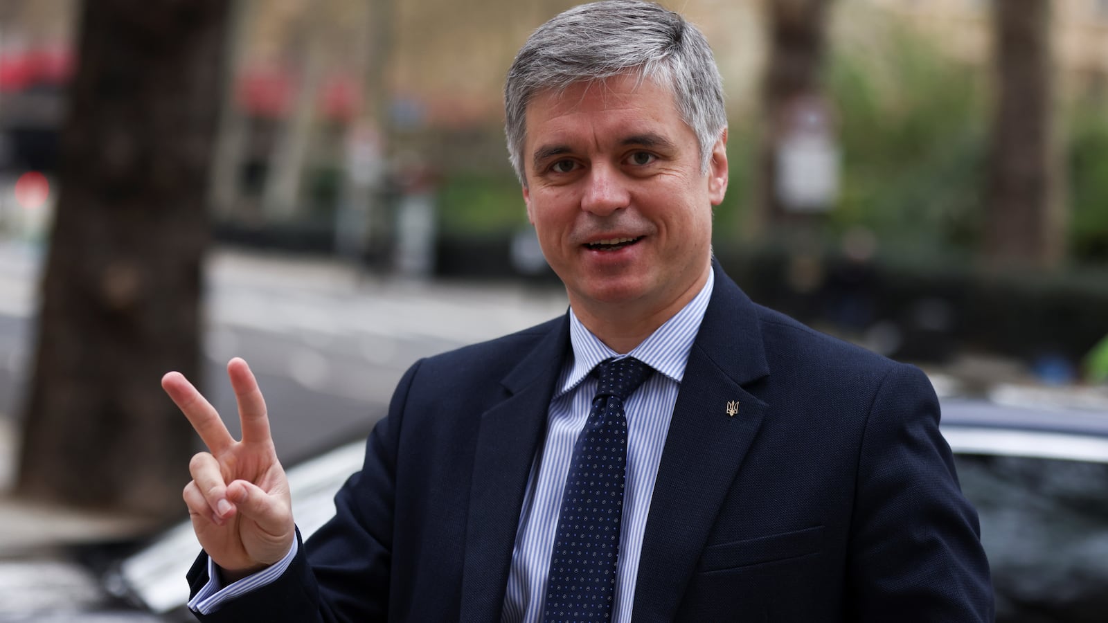 Ukraine’s ambassador to the United Kingdom, Vadym Prystaiko, arrives for a radio interview in London, April 8, 2022.