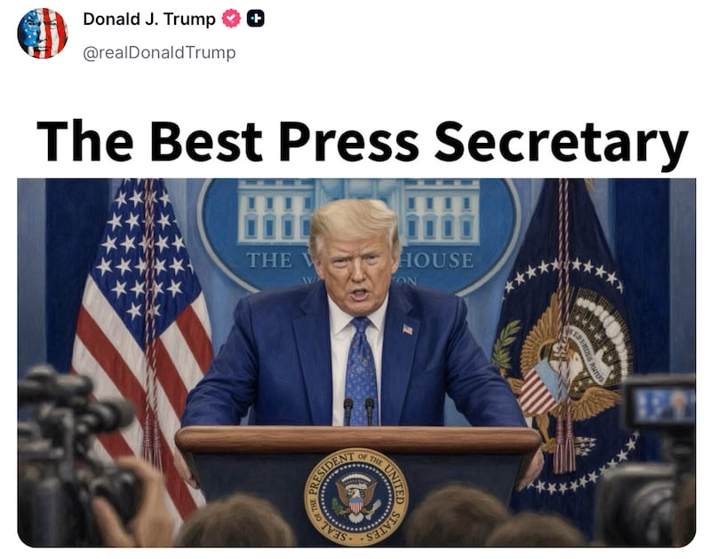 Donald Trump gives himself Karoline Leavitt's job.