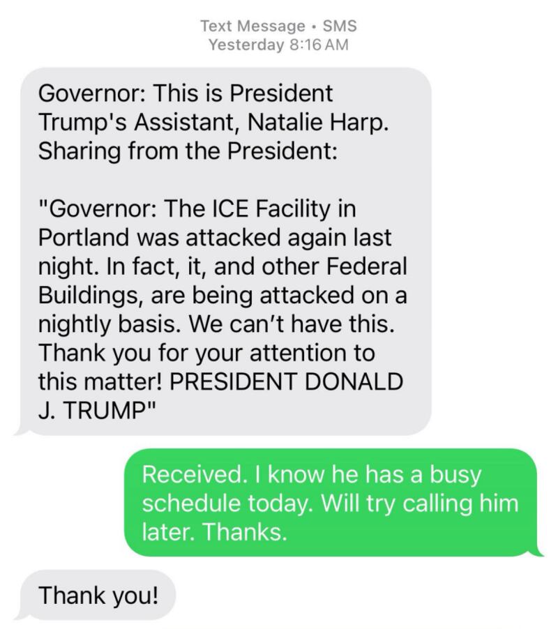 Trump's first exchange with Kotek.