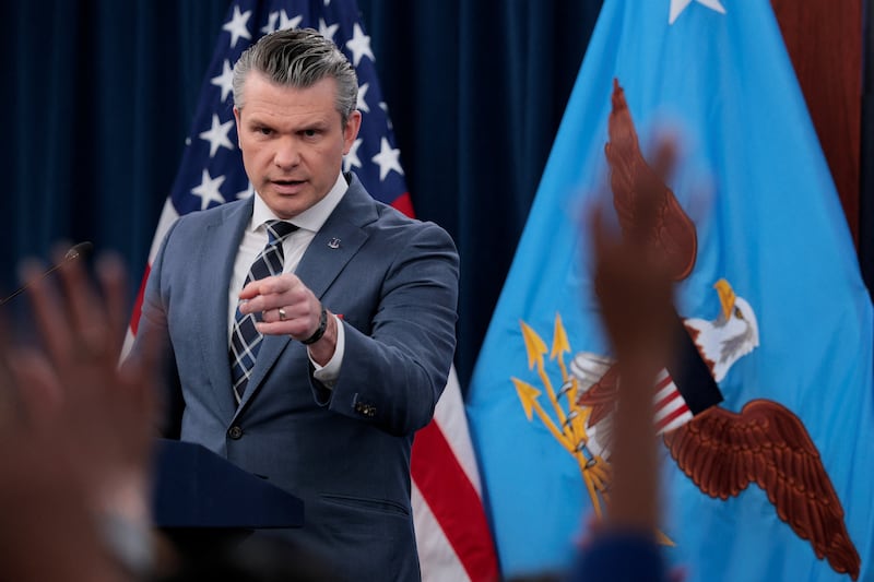 Secretary of Defense Pete Hegseth holds a briefing amid the war on Iran at the Pentagon in Washington, D.C. on March 19, 2026.