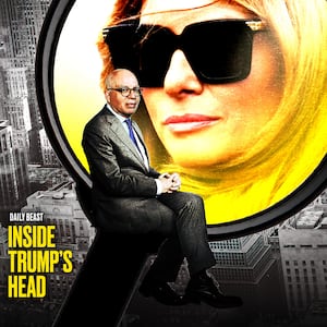 Michael Wolff with a magnifying glass highlighting Melania Trump