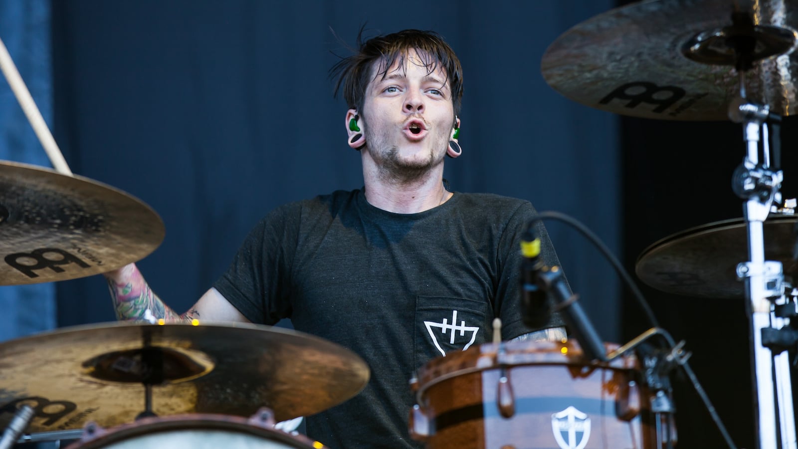 Drummer Daniel Williams of The Devil Wears Prada performs at the Rockstar Energy Drink Mayhem Festival at San Manuel Amphitheater