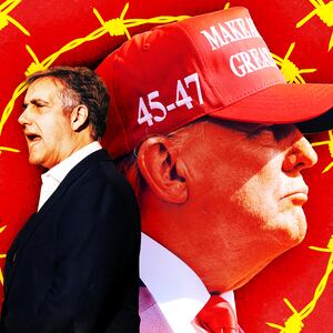 A photo illustration of Michael Cohen and Donald Trump.