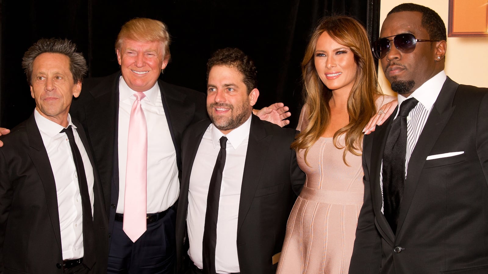 (L-R) Producer Brian Grazer, Donald Trump, director Brett Ratner, Melania Trump and Sean 'Diddy' Combs in 2011.