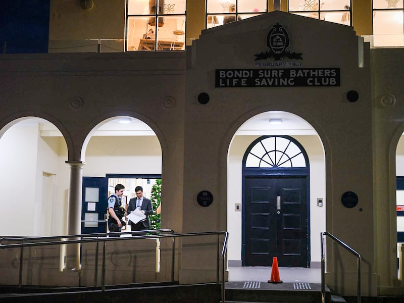 Police at the scene after a shooting at Bondi Beach.