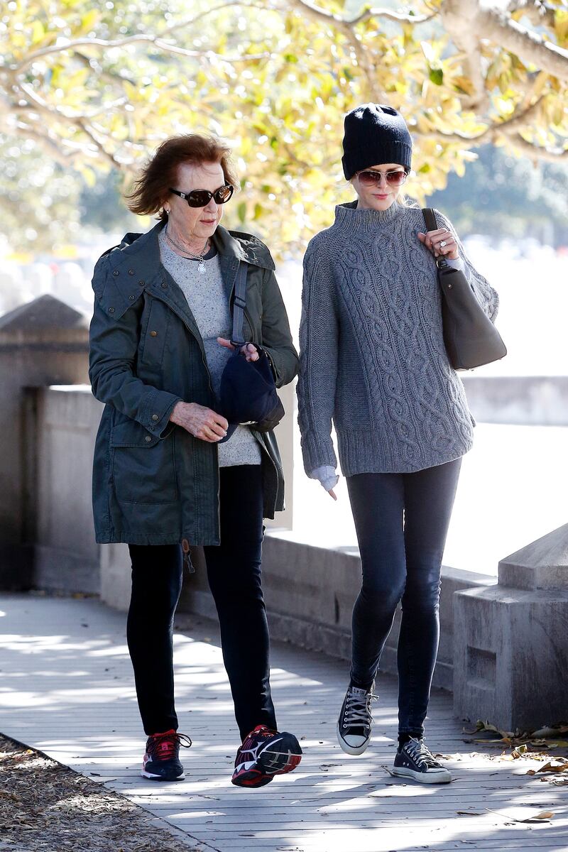 Actress Nicole Kidman with her mother Janelle at Balmoral Beach in Sydney, New South Wales, in 2017.