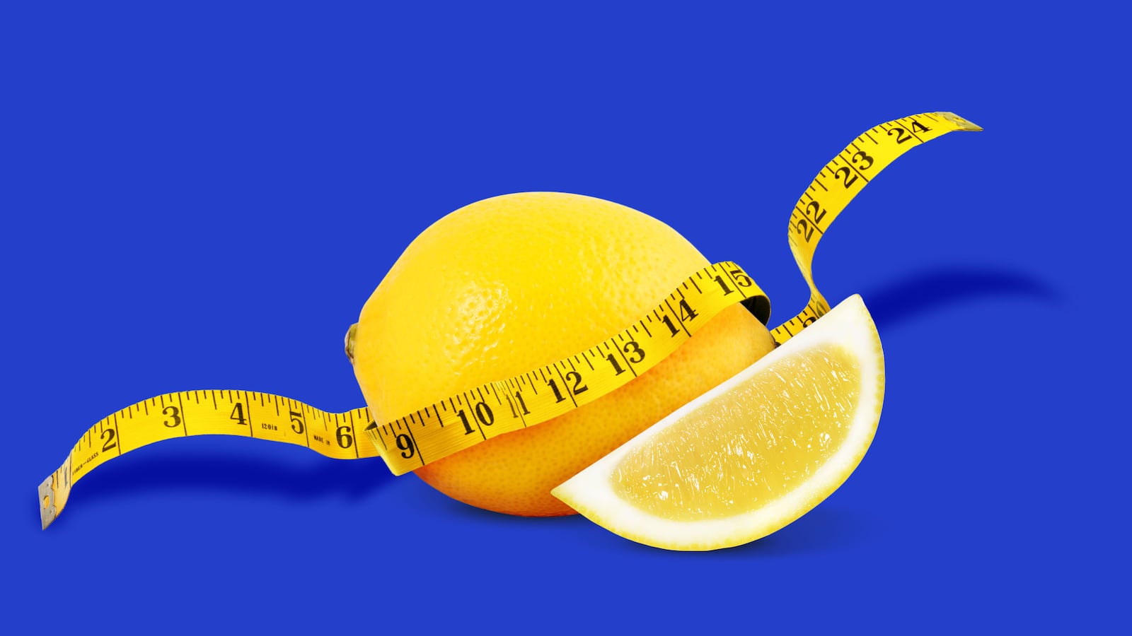 Photo illustration of a lemon with a tape measure around it